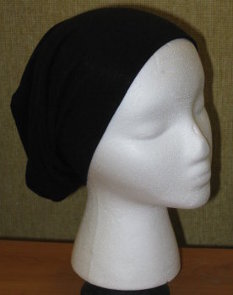 Black Cotton/Lycra Roll-brim Hat