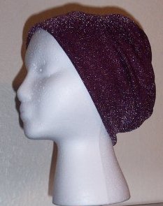 Burgundy Sparkle Lycra Knit Roll-brim Hat