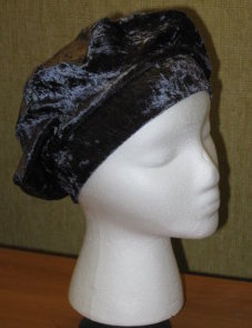 Steel Gray Stretch Panne' Beret