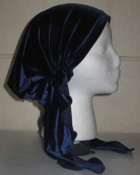 Navy Stretch Velvet Pre-tied Tichel