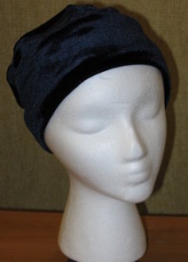 Navy Stretch Velvet Roll-brim Hat