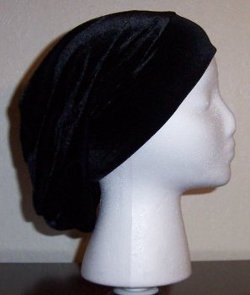 short black velvet snood with flat band