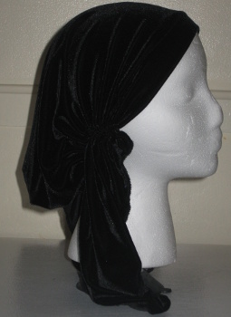 Black Stretch Velvet Pre-tied Tichel